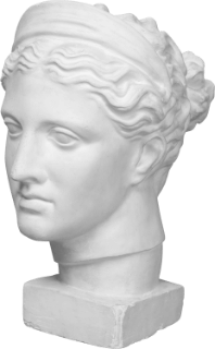 romanesque style bust sculpture of a woman