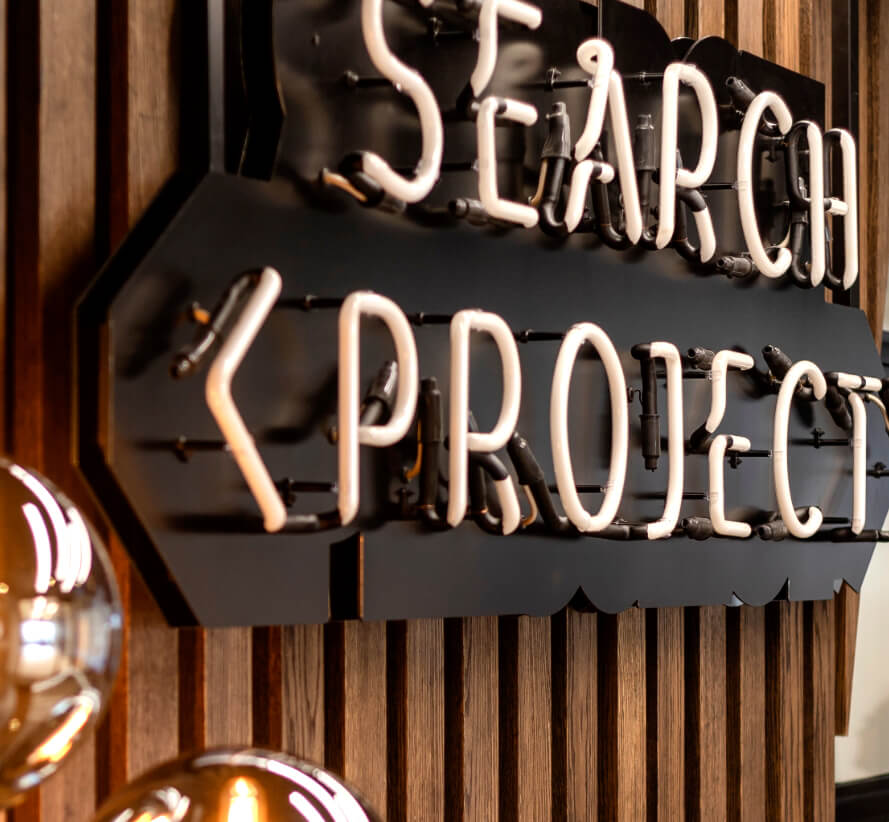Search Project logo made of neon lights